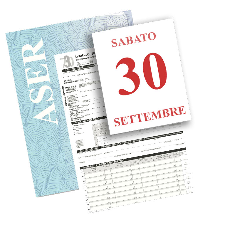 Calendario con  evidenziata la data  di sabato 30 settembre, scadenza presentazione 730 2023 (modello 730 e cartellina Aser)
